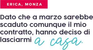 Quote in Italian that translates: “The last two years I worked in the same company and since my contract would have expired in March anyway, they decided to leave me at home.”