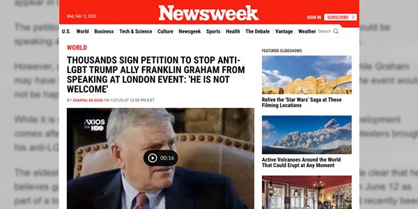 Screenshot of the Newsweek homepage